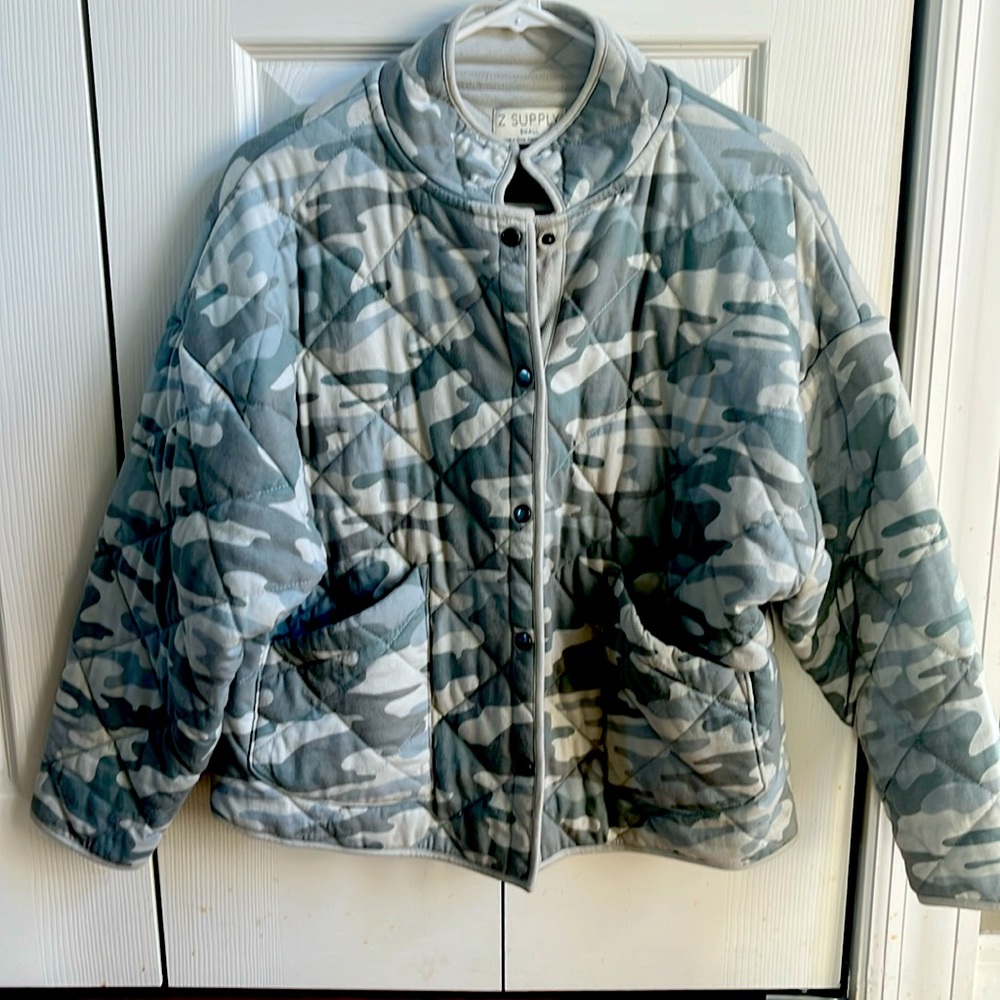 Z Supply quilted light camouflage jacket new
